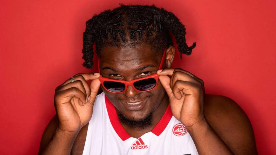 N.C. State’s D.J. Burns poses for a portrait during the Wolfpack men’s basketball media day on Thursday, Sept. 21, 2023, in Raleigh, N.C.