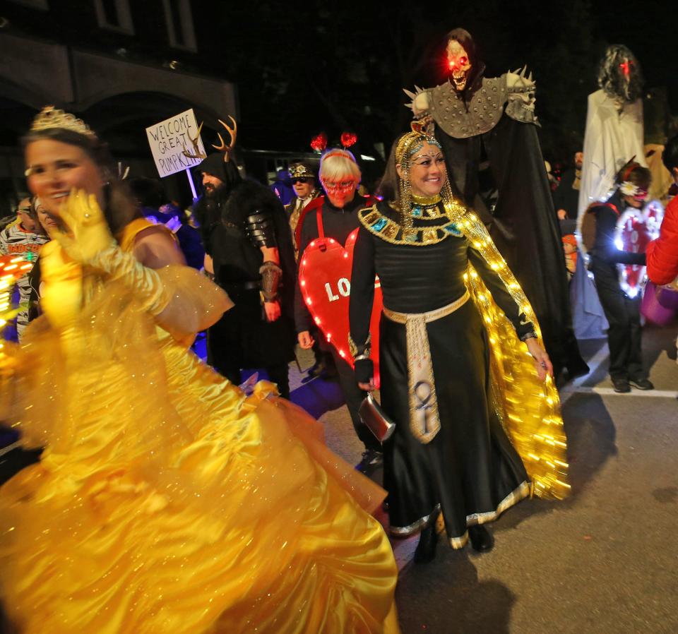 People marched on Daniel Street in all types of costumes for the annual Portsmouth Halloween Parade Oct. 31, 2023.
