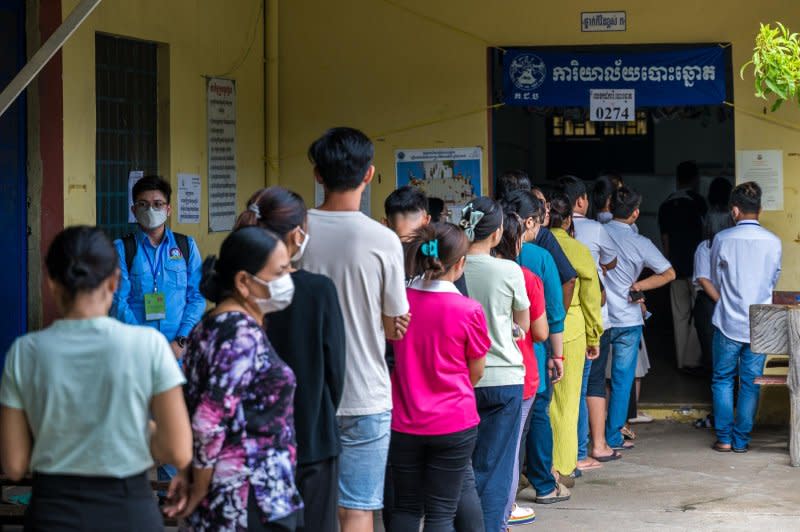 Turnout appeared strong in voting on Sunday, despite almost no opposition to the ruling Cambodian People's Party on the ballot. Photo by Thomas Maresca/UPI