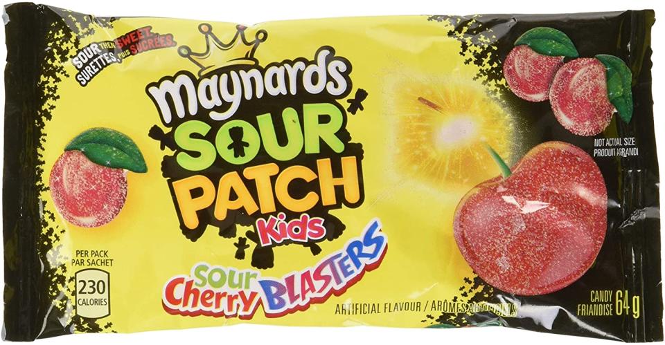 Maynards Maynards Sour Cherry Blasters Candy, 64 Grams (Pack of 18). Image via Amazon.