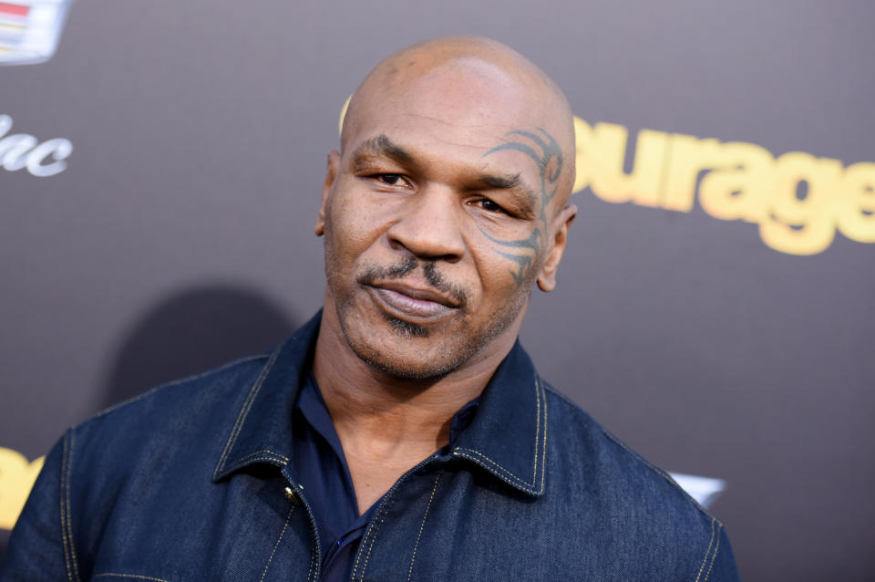 Mike Tyson arrives at the Los Angeles premiere of &quot;Entourage&quot; at the Westwood Regency Village Theatre on Monday, June 1, 2015. (Photo by Richard Shotwell/Invision/AP)