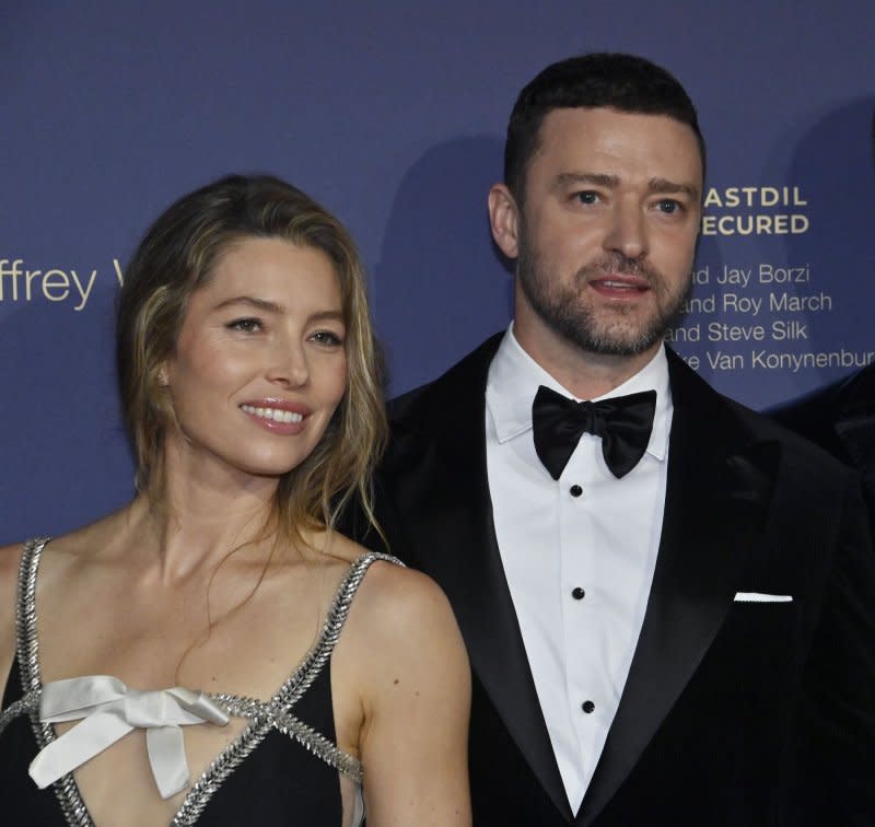 Justin Timberlake (R) and Jessica Biel attend the Children's Hospital Los Angeles gala in 2022. File Photo by Jim Ruymen/UPI