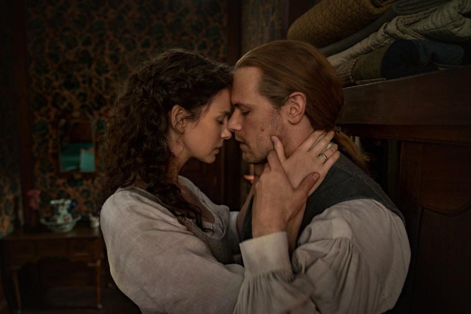 Claire (Caitríona Balfe) and Jamie (Sam Heughan) in "Outlander."