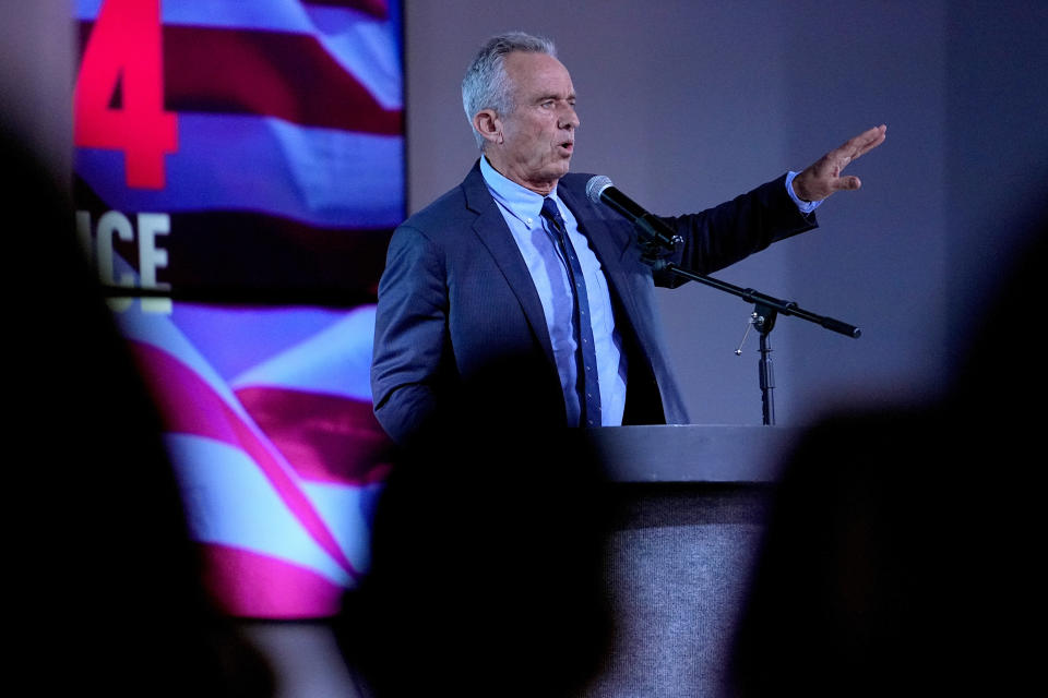 Independent presidential candidate Robert F. Kennedy Jr. speaks at a voter rally, Wednesday, Dec. 20, 2023, in Phoenix. (AP Photo/Matt York)