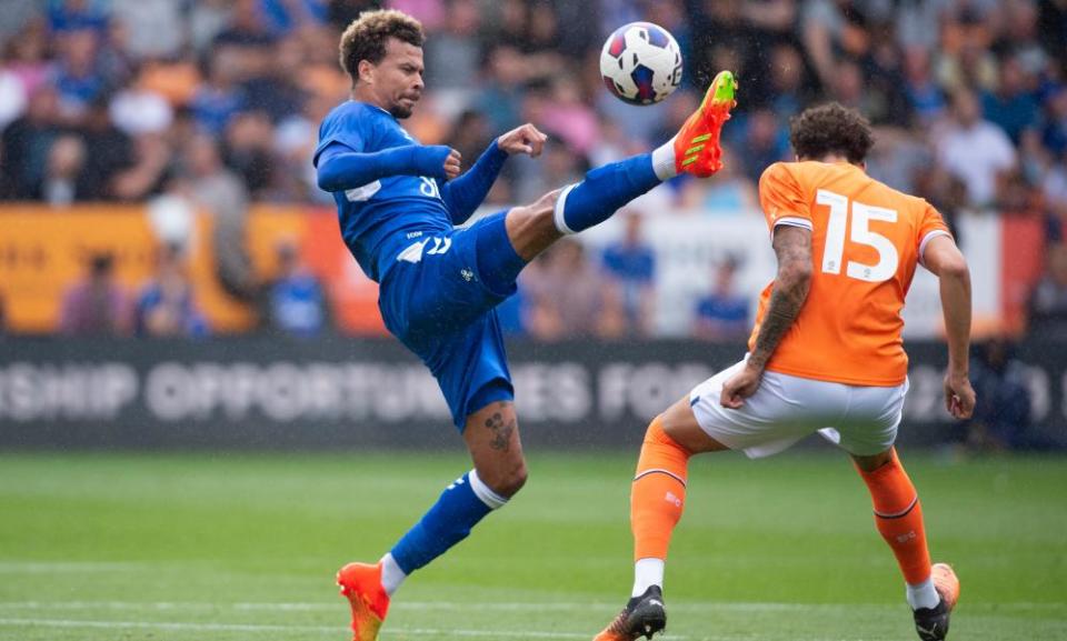 Dele Alli playing for Everton in a pre-season friendly against Blackpool.