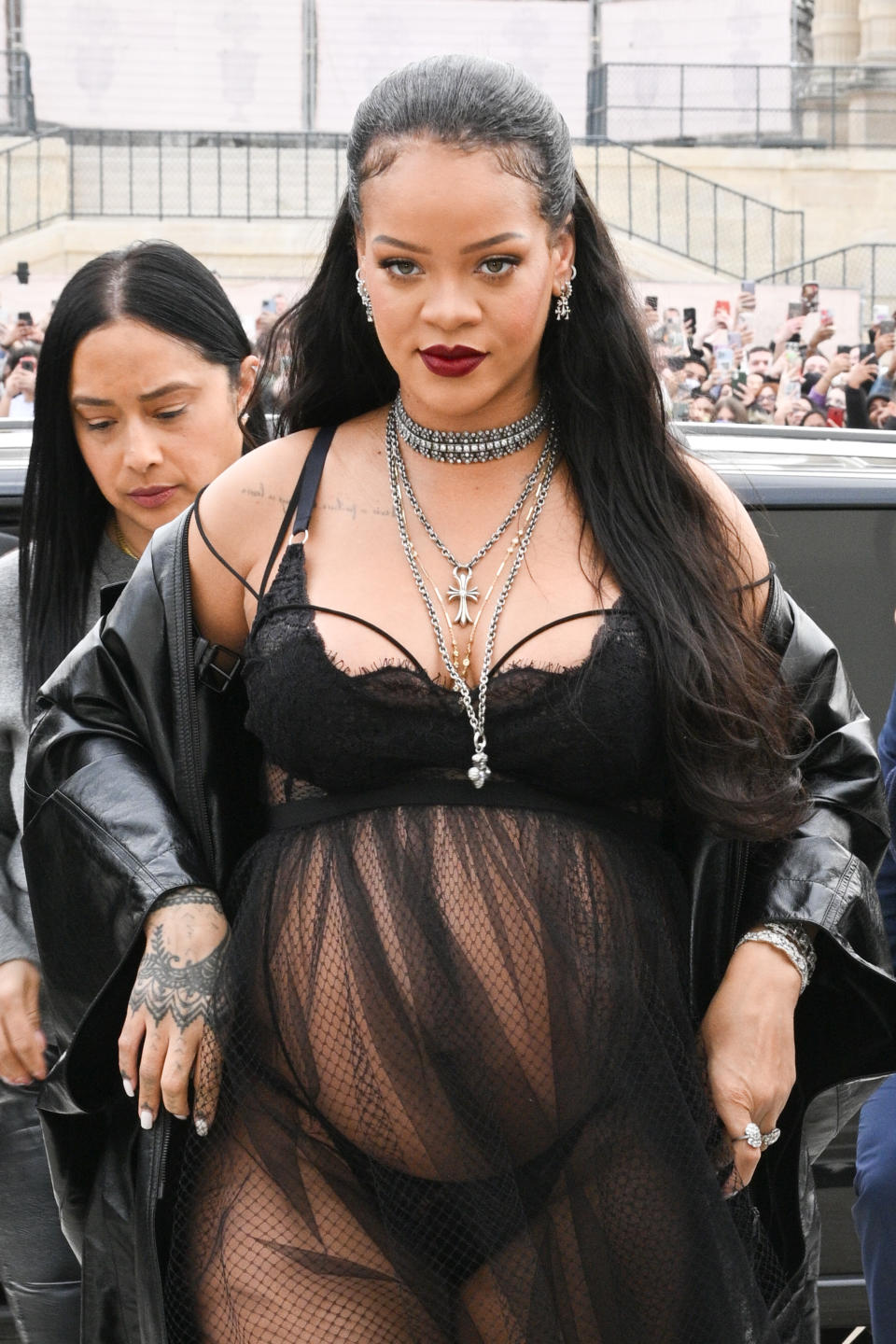 All eyes were on Rihanna as she arrived for the Dior show. (Getty Images)
