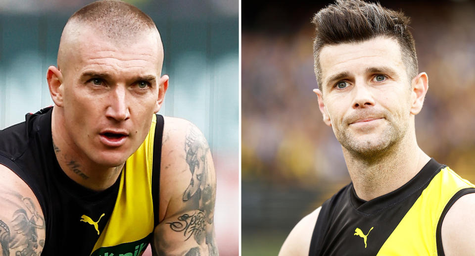 Trent Cotchin will work closely with the Brisbane Lions leadership group, as they chase an elusive flag in 2024, while his former club Richmond Tigers have been dealt an early blow with Dustin Martin in doubt for the Tigers' opening-round clash with the Suns. Image: Getty
