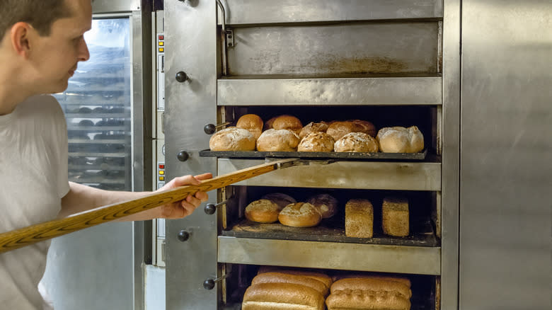 bread being made at a French boulangerie