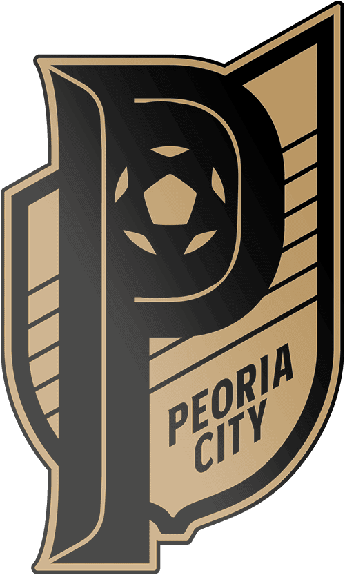 The badge logo of Peoria City, part of the USL League Two pre-professional soccer league.