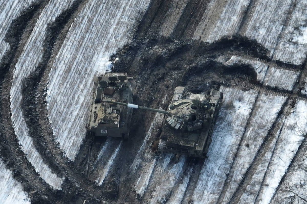 Damaged Russian tanks in eastern Ukraine  (AP)