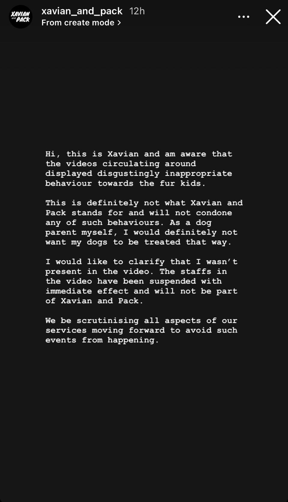 Xavian and Pack's founder addresses the controversy, acknowledging 'disgustingly inappropriate behaviour' in response to the incident captured in circulating videos.