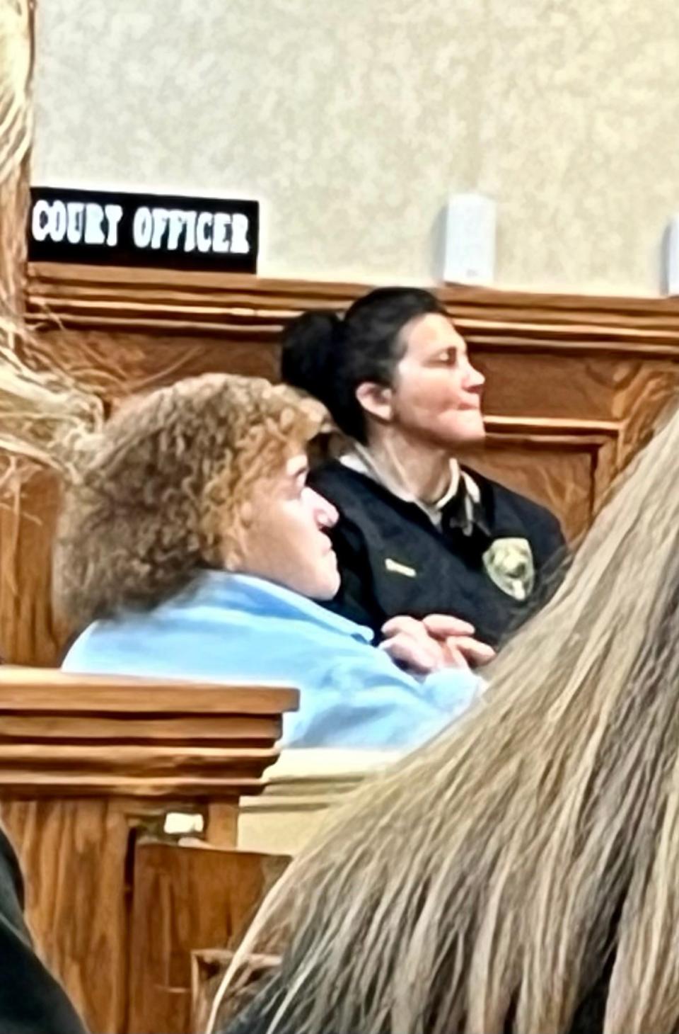 Sandra Strickland (in blue top), in court in Wilson County on Jan. 5, 2024