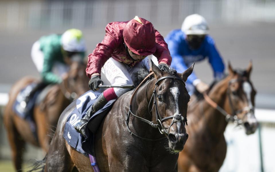 Kameko ridden Oisin Murphy approaches the finish line to win the Qipco 2000 Guineas Stakes in June - GETTY IMAGES