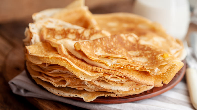 A stack of French crêpes