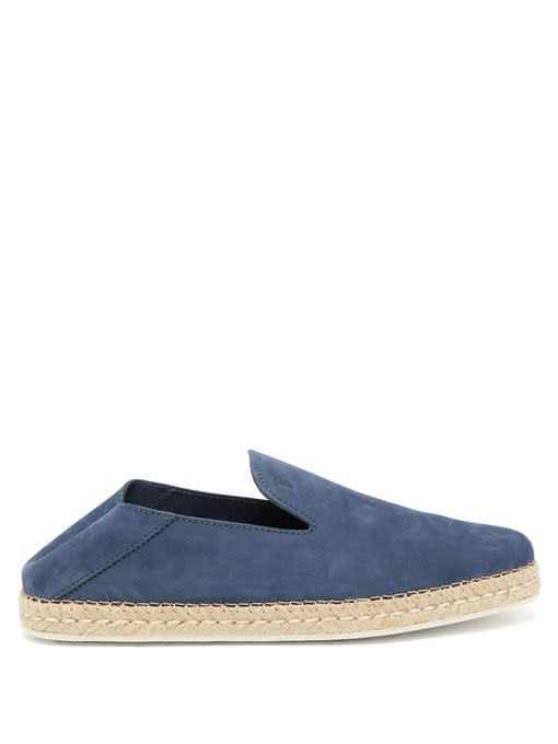 Nubuck-Leather Espadrille Loafers