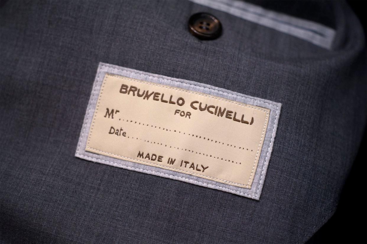 Some of Brunello Cucinelli men's wear has a tag for the name of the owner Worth Avenue in Palm Beach.