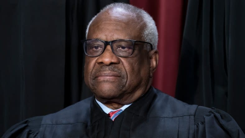 Associate Supreme Court Justice Clarence Thomas (above) is acknowledging that he took three trips last year aboard a private plane owned by Republican megadonor <span class="caas-xray-inline-tooltip"><span class="caas-xray-inline caas-xray-entity caas-xray-pill rapid-nonanchor-lt" data-entity-id="Harlan_Crow" data-ylk="cid:Harlan_Crow;pos:3;elmt:wiki;sec:pill-inline-entity;elm:pill-inline-text;itc:1;cat:BusinessPerson;" tabindex="0" aria-haspopup="dialog"><a href="https://search.yahoo.com/search?p=Harlan%20Crow" data-i13n="cid:Harlan_Crow;pos:3;elmt:wiki;sec:pill-inline-entity;elm:pill-inline-text;itc:1;cat:BusinessPerson;" tabindex="-1" data-ylk="slk:Harlan Crow;cid:Harlan_Crow;pos:3;elmt:wiki;sec:pill-inline-entity;elm:pill-inline-text;itc:1;cat:BusinessPerson;" class="link ">Harlan Crow</a></span></span>. It’s the first time in years that Thomas has reported receiving hospitality from Crow. (Photo: J. Scott Applewhite/AP, File)