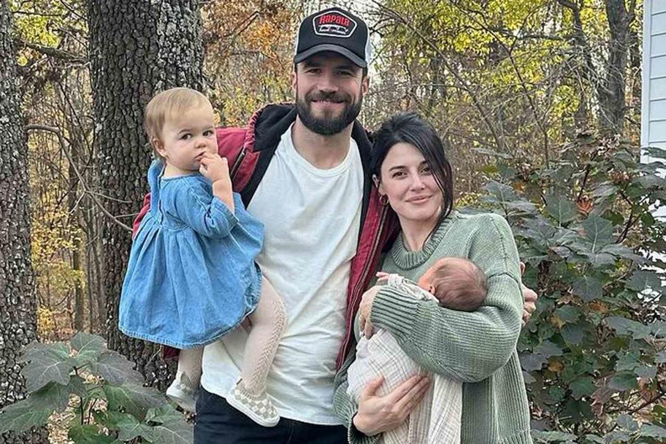 <p>Sam Hunt/Instagram</p> Sam Hunt and wife Hannah Lee Fowler pose with their two kids.