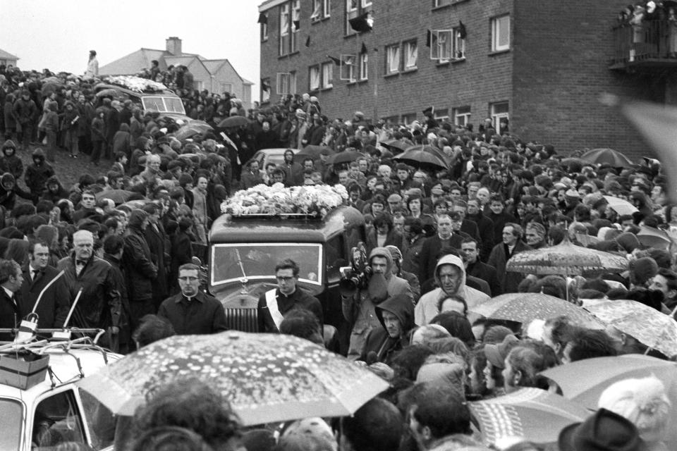 Funeral procession of the 13 who died on Bloody Sunday (PA)