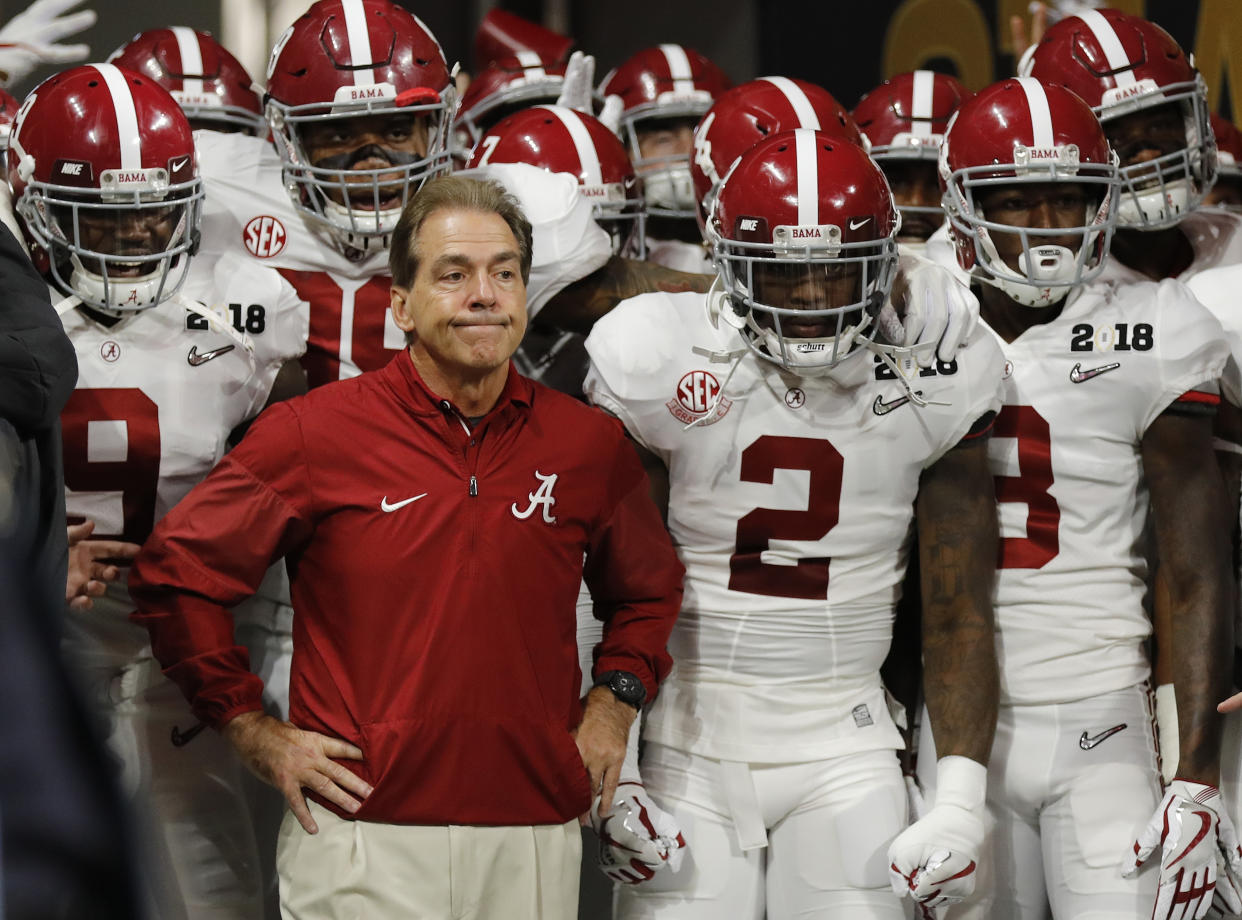 Nick Saban likes to bathe in the lake. (AP Photo)