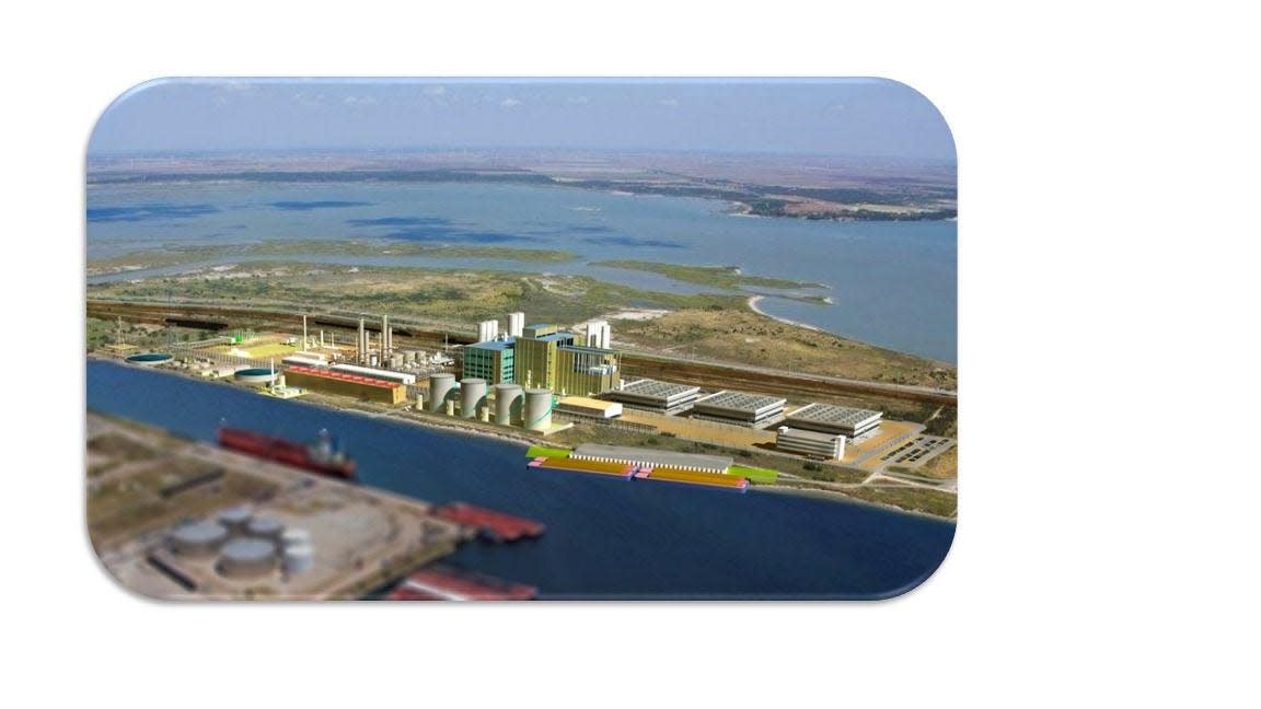 Corpus Christi Polymers is set to resume work on M&G USA's Corpus Christi plant in August 2022. A rendering of M&G's plant is pictured.