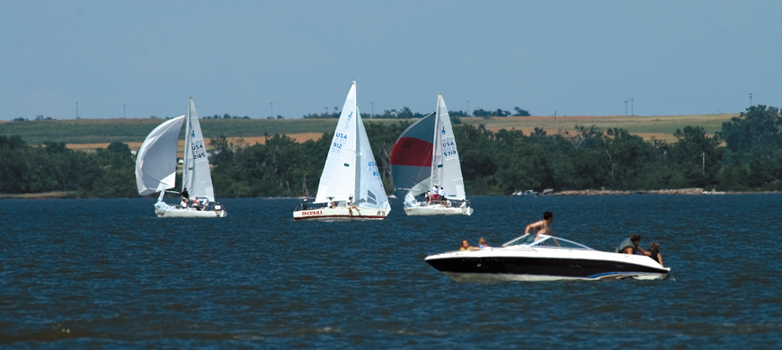 Various types of boats are enjoyed at Chaney State Park in Kingman and Reno counties.
