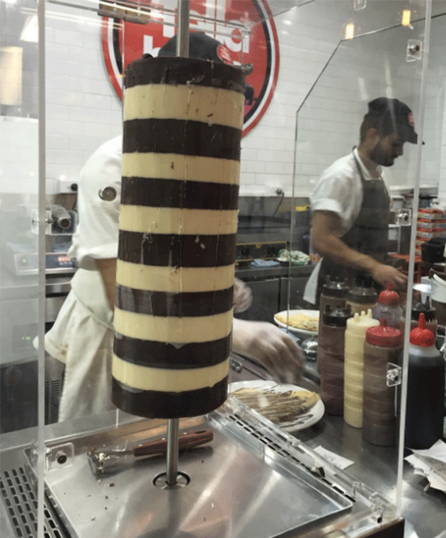 The 13 kilogram log is made from white and milk Belgium chocolate. Photo: Instagram