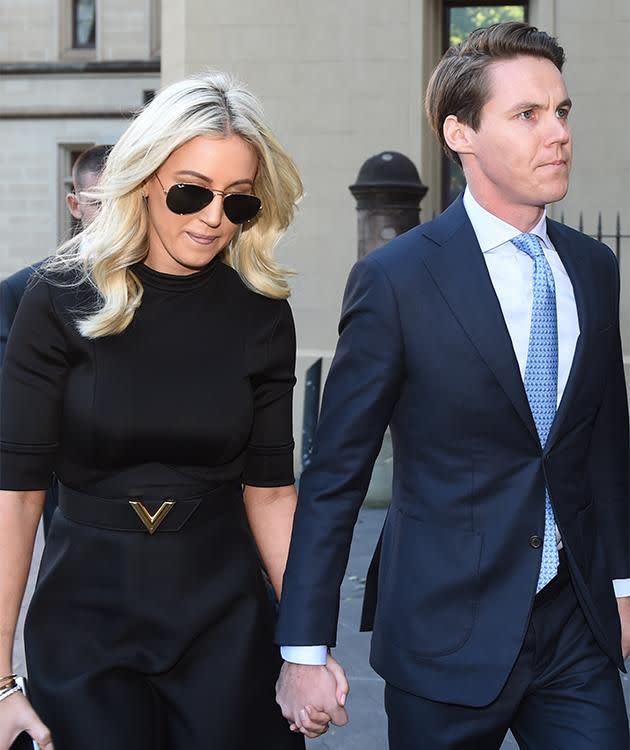 Roxy heading to court with her husband on May 11. Photo: Getty