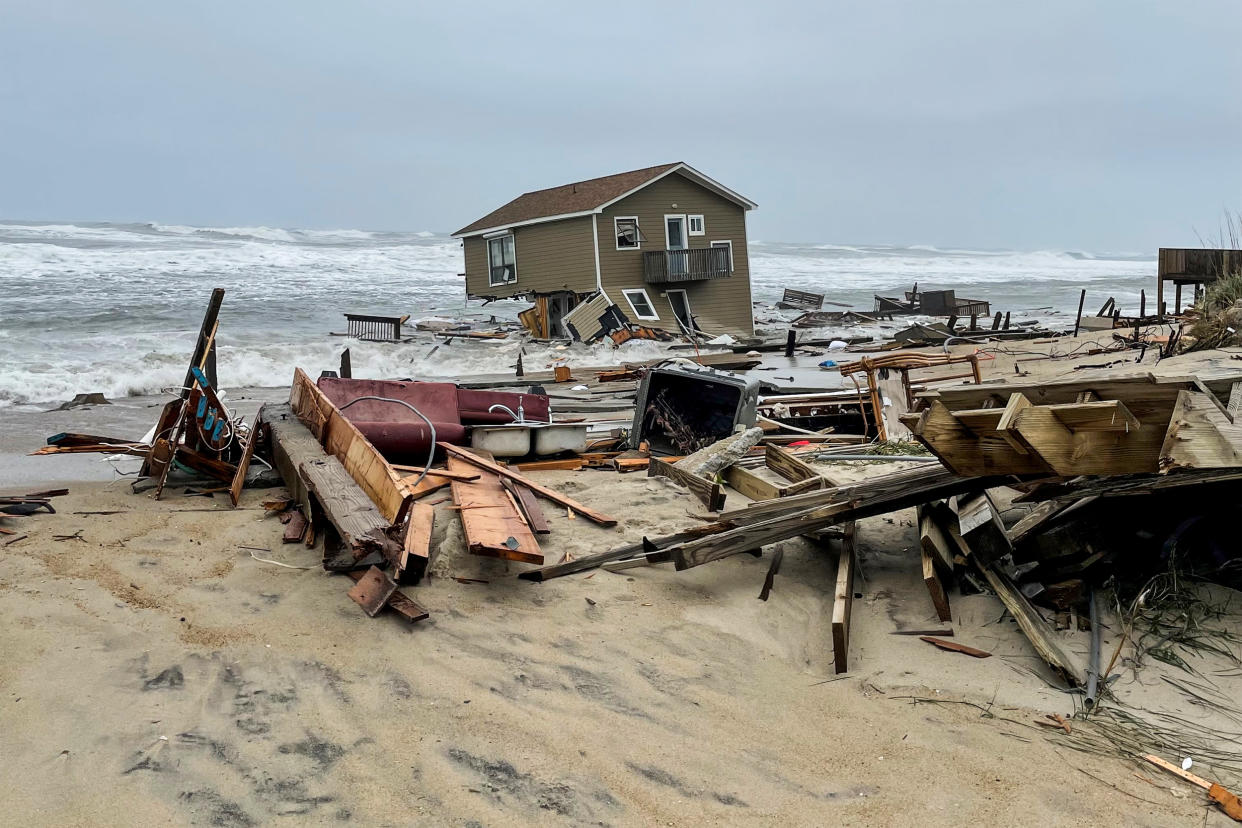 A home collapsed into the ocean at Cape Hatteras National Seashore in North Carolina on May 10, 2022. (National Park Service)