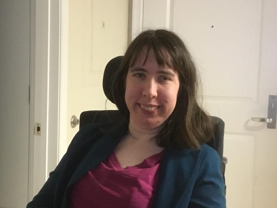 Margaret Breihan, 31, of Silver Springs, Maryland, has cerebral palsy and relies on two nursing assistants who visit her six days a week. She said she fears what will happen if they stop coming due to coronavirus concerns.