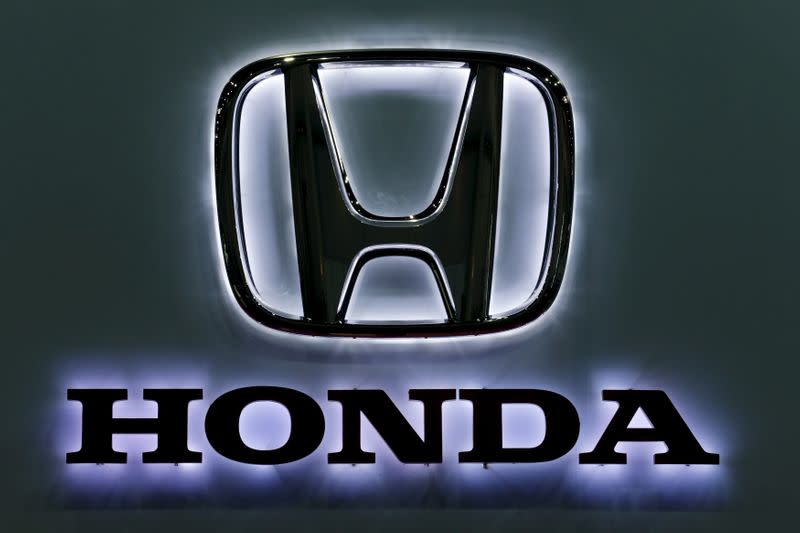 FILE PHOTO: The logo of Honda Motor is pictured at at the 37th Bangkok International Motor Show in Bangkok