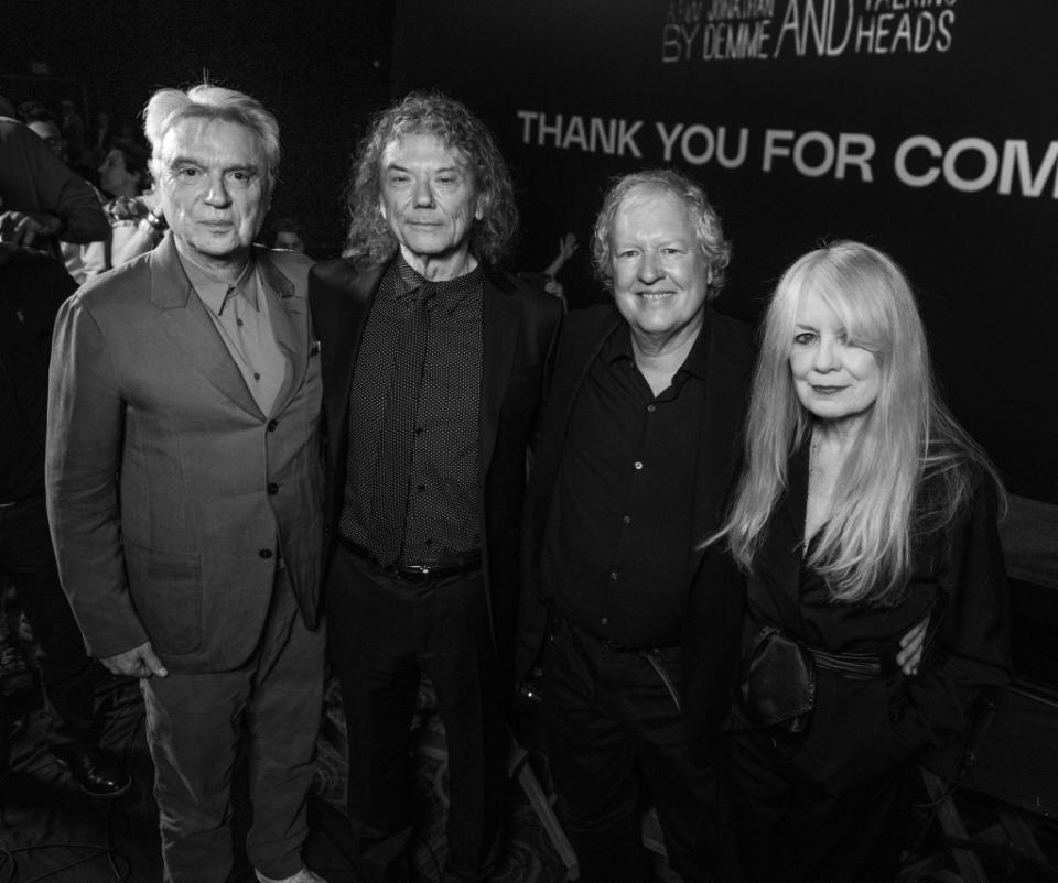 TALKING HEADS (L-R) Chris Frantz, Tina Weymouth, Jerry Harrison and David Byrne attend the "Stop Making Sense" premiere during the 2023 Toronto International Film Festival at Scotiabank Theatre on September 11, 2023 in Toronto, Ontario.