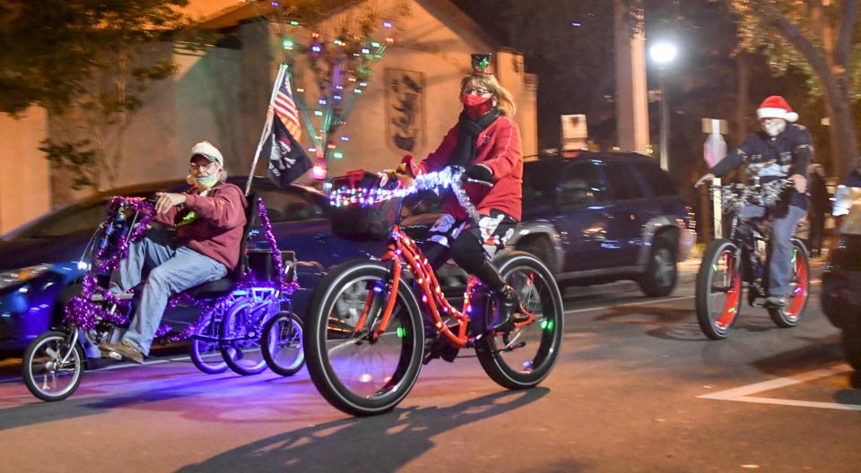 Colorfully decorated bicycles will roll through Riverfront Park in Cocoa Village on Friday, Dec. 15. Visit visitcocoavillage.com.