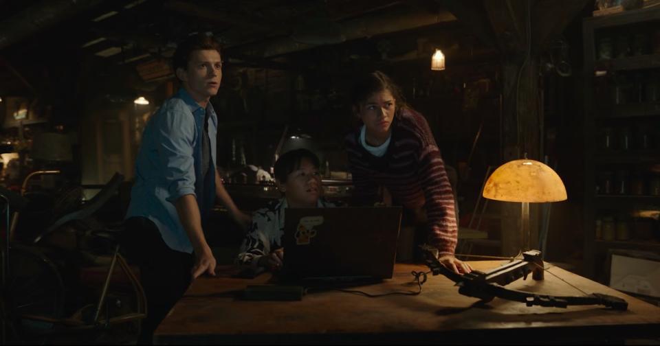 Peter Parker, Ned, and MJ in Spider-Man: No Way Home trailer 2. - Credit: Sony