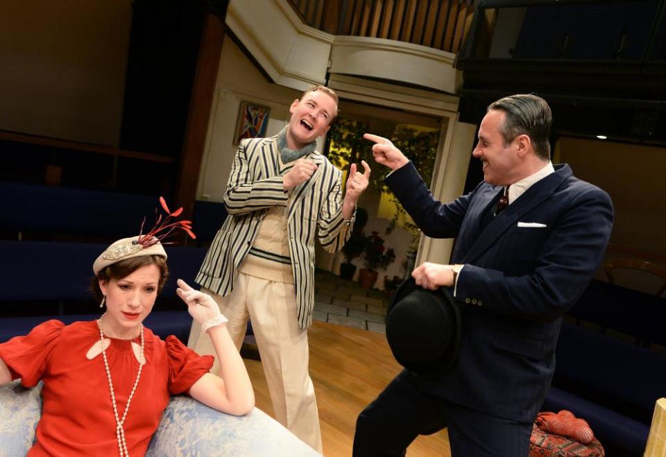 Isla Carter, Jeremy Lloyd and Mark Frost in The Breadwinner at the Orange Tree theatre, London, in 2013.