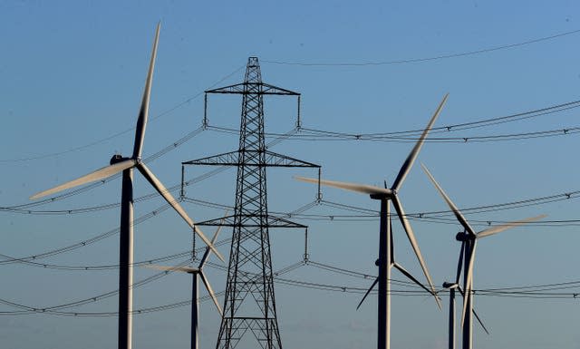 A view of electricity pylons