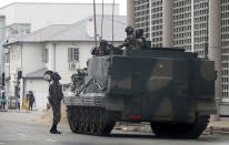 <p>A military vehicle is seen on a street in Harare, Zimbabwe, Thursday, Nov. 16, 2017. (Photo: AP) </p>