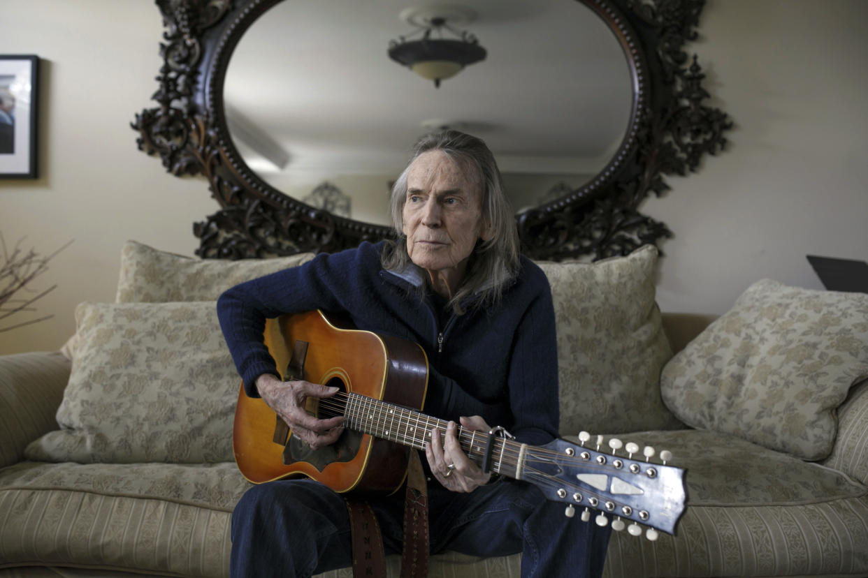 Canadian musician Gordon Lightfoot poses for a photo in his Toronto home on April 25, 2019. The legendary folk singer-songwriter, whose hits including “Early Morning Rain,” and “The Wreck of the Edmund Fitzgerald," told a tale of Canadian identity that was exported worldwide, died on Monday, May 1, 2023, at a Toronto hospital, according to a family representative. He was 84. (Cole Burston/The Canadian Press via AP)
