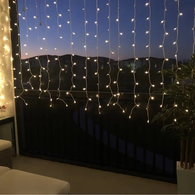 Reviewer's photo of the curtain fairy lights