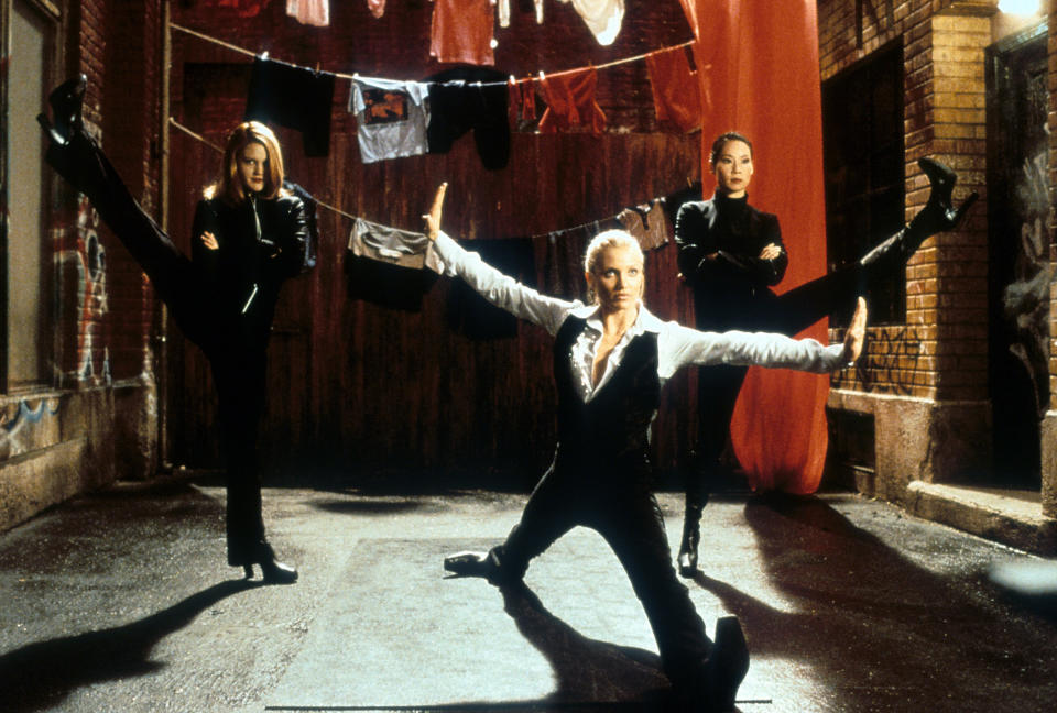 Drew Barrymore, Cameron Diaz and Lucy Liu&nbsp;in a scene from the film "Charlie's Angels." (Photo: Archive Photos via Getty Images)