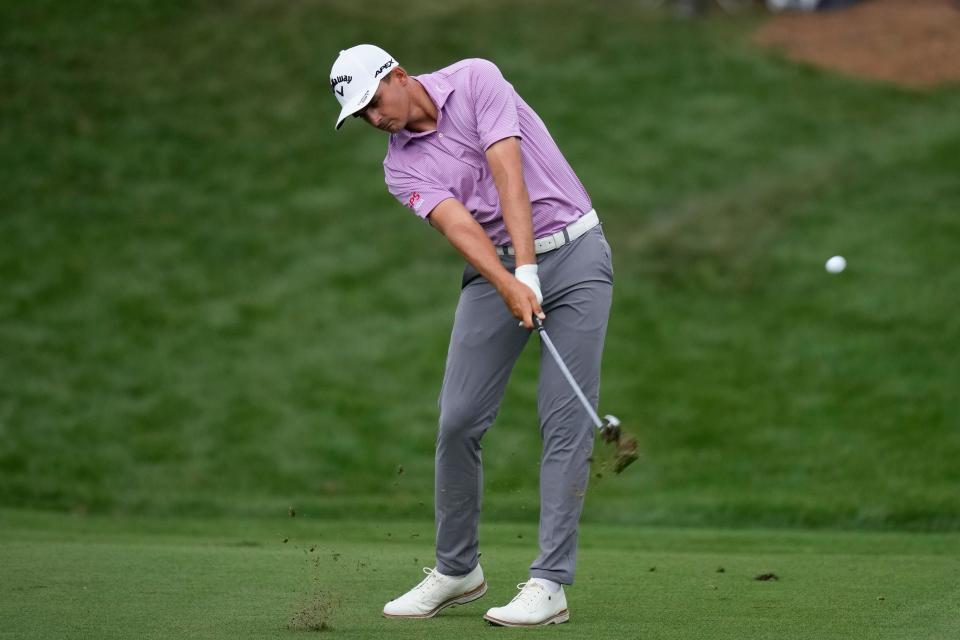 Christiaan Bezuidenhout of South Africa hits from the fifth fairway during the second round of the Players Championship on Friday.