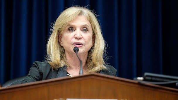 PHOTO: Committee chairwoman Rep. Carolyn Maloney speaks during a House Oversight Committee hearing titled Examining the Practices and Profits of Gun Manufacturers in the Rayburn House Office Building on Capitol Hill, July 27, 2022. (Drew Angerer/Getty Images)