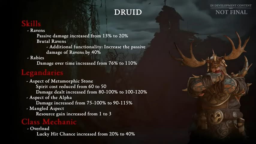 Changes coming to Druid in Patch 1.1.1