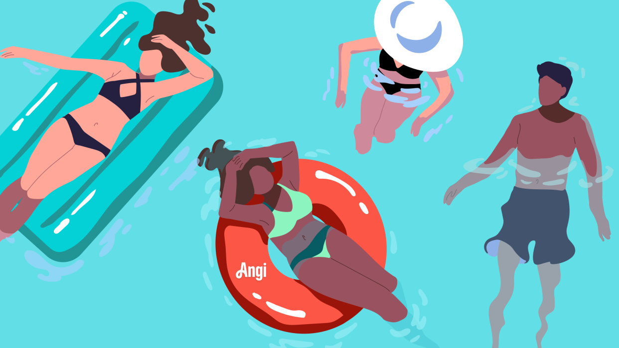 Illustration showing people swimming in a pool.