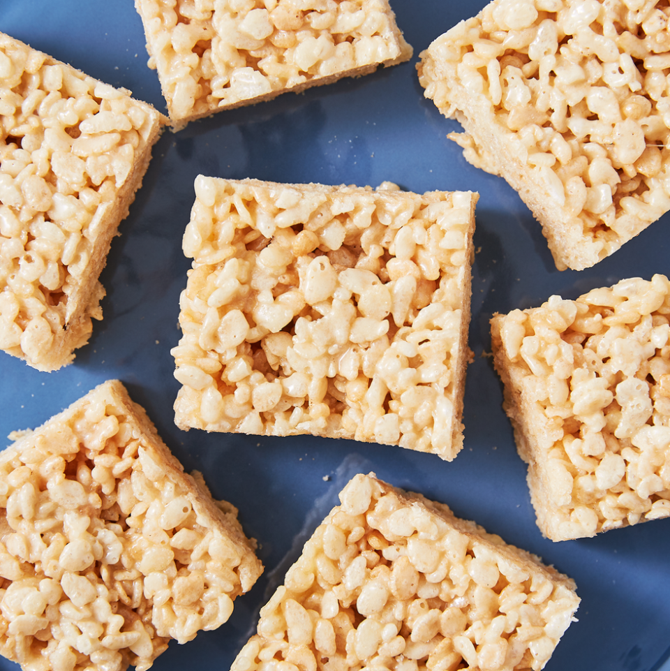 <p>Using twice as much marshmallow gives you treats that are chewy instead of stiff—the kind you can pull apart instead of snapping in half. </p><p>Get the <a href="https://www.delish.com/uk/cooking/recipes/a31011811/rice-krispies-treats-recipe/" rel="nofollow noopener" target="_blank" data-ylk="slk:Rice Krispies Treats;elm:context_link;itc:0;sec:content-canvas" class="link ">Rice Krispies Treats</a> recipe.</p>