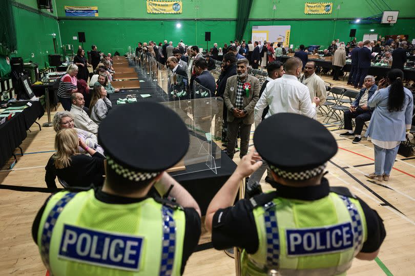 Police attended the local election count in Bury