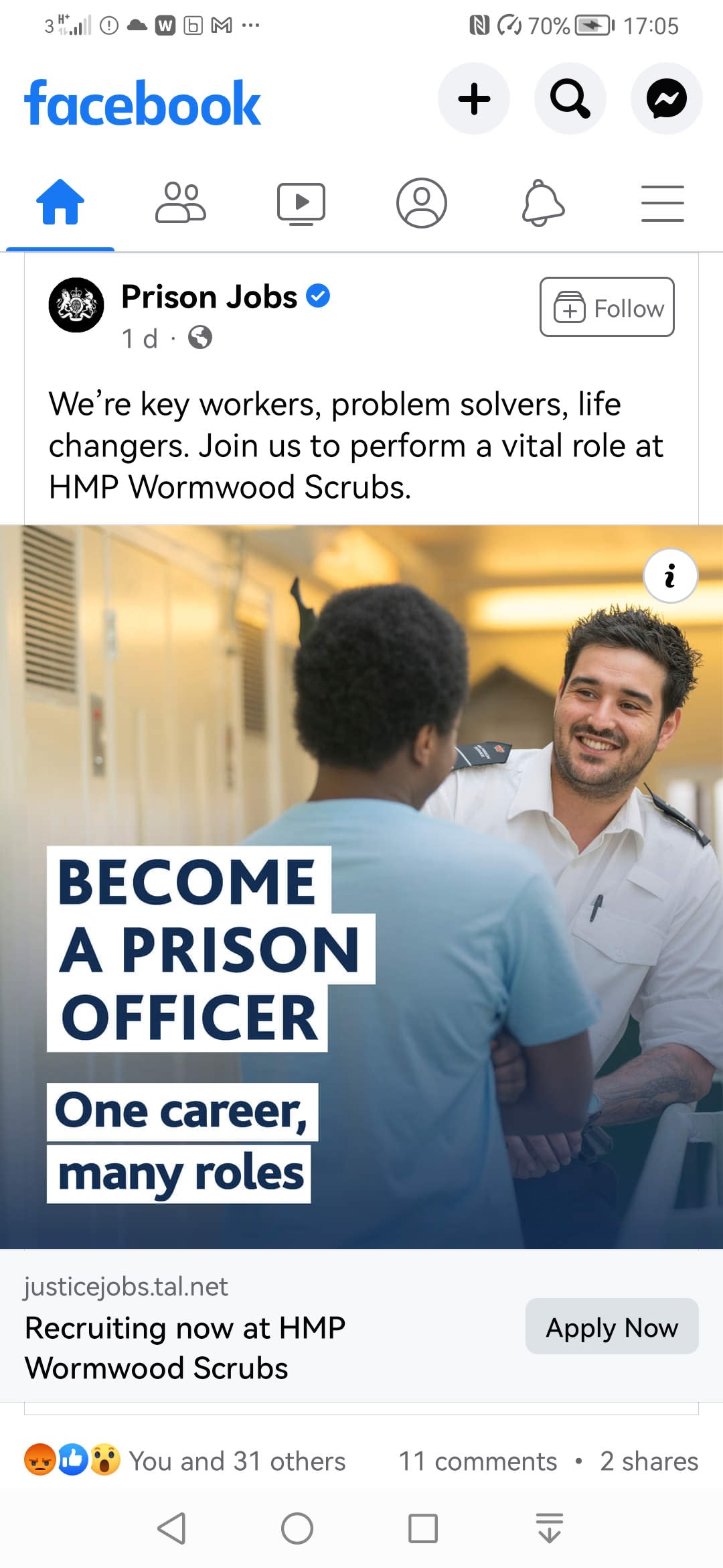 The ad for the Ministry of Justice’s Prison Jobs scheme that has been banned by the Advertising Standards Authority (ASA/PA)