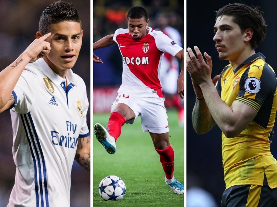 Mbappe and Bellerin (left and right) are 'too expensive but Rodriguez could be within Manchester United's price range