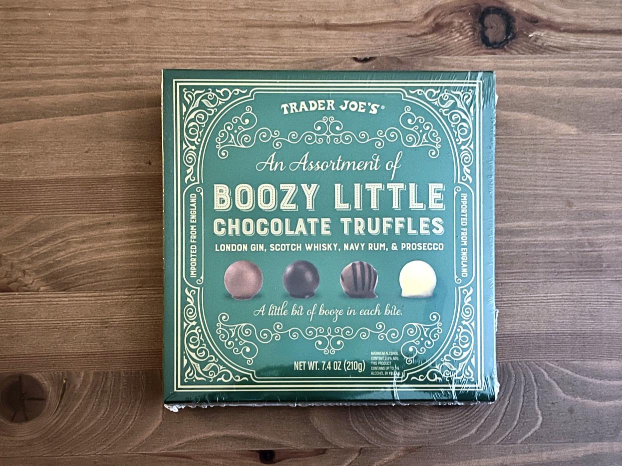 An Assortment of Boozy Little Chocolate Truffles from trader joes