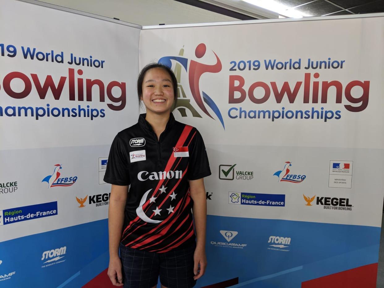 Singapore youth bowler Arianne Tay wins the girls’ singles gold at the World Junior Bowling Championships in Paris on 19 March 2019. (PHOTO: Singapore Bowling Federation)
